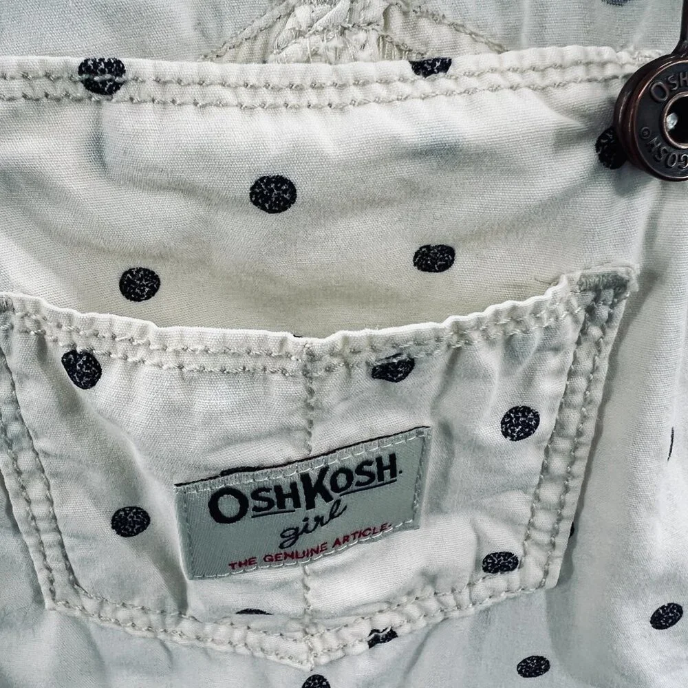 OshKosh BGosh Vestback Overalls 12 Months Cream Polka Dots 100%‎ Cotton